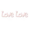 Rose gold 'Love' script stud earrings made of polished stainless steel for women - Rose Gold