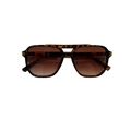 Retro double bridge aviator sunglasses with tortoise frame and brown gradient lenses - Leopard Frame Gradient Brown Lens