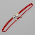 Handmade red braided Evil Eye bracelet with white cross charm and adjustable cord - Red String White Cross Eye (JS-B23073101A)