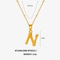 Collier en acier inoxydable doré avec pendentif lettre N bambou et chaîne 40+5cm - Lettre N (Or)