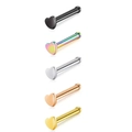 L-förmige Herz-Nasenstecker in Schwarz, Regenbogen, Silber, Roségold und Gold - Gerader Stab / Stahlfarbe