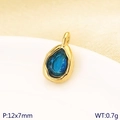 Golden teardrop stainless steel pendant with blue gemstone for jewelry making - Blue Style (KLJ10222-ZLA)