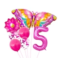 Kit de ballons papillon rose et chiffre 5 avec paillettes pour déco d'anniversaire - Rose Rouge Chiffre 5