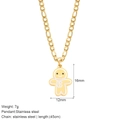 Golden stainless steel gingerbread man necklace with 45cm chain and pendant details - Gingerbread Man (G13)