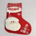 Chaussette de Noël en tricot rouge et blanc avec Père Noël et broderie HoHo - Père Noël