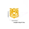 Detail view of gold stainless steel layered ring showing exact size and weight dimensions - Adjustable Open / Five-layer Geometric Hollow Ring (TYGR0229) / Gold