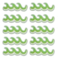 Set di 10 toppe ricamate a onde verdi che mostrano la trama del filo in layout 2x5 - Set di Toppe Ricamate Onda Marina Stile A
