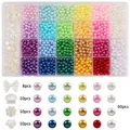 24-grid DIY bead set with macaron color ABS pearls and assorted charms in storage box - 24 Grids Mixed Set / 6mm Boxed Set