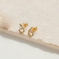 Delicate gold number 6 stud earrings featuring vibrant colorful zircon stone pavé - Colorful Zircon Number 6