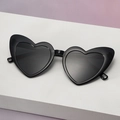 Chic black heart-shaped sunglasses with dark grey lenses and a glossy finish frame - Black