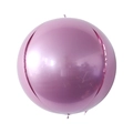 Metallic purple 4D round aluminum foil balloon with reflective mirror finish surface - 10" / Pearlescent Pink