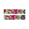 Pair of red fabric hair clips with colorful floral patterns for girls and children - Style 20 (Red Floral Print)