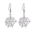 Silver spider web earrings with hollow design and metallic luster for Halloween style - 15.Spider Web Earrings