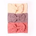 Set of 3 nylon bow headbands for babies in apricot, mauve, and soft pink colors - Nude Pink+Taro Purple+Dark Mauve