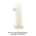 40-inch cream off-white number 1 foil balloon for birthday and party decoration - 40 Inch Number 1 / Cream White