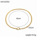 Gold flat blade chain bracelet with spring clasp closure, length 45cm and width 0.5cm - Medium Snake Chain (HX1527D2)