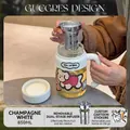 Champagne white 850ml borosilicate glass tea mug with handle and stainless steel filter - White 800ml (High Filter) + Dog Sticker