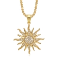 Collar hip-hop bañado en oro con colgante de girasol y cristales brillantes - Solo colgante dorado