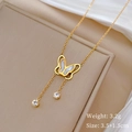 Detail of hollow butterfly gold necklace with tassels and dimensions: 3.5+1.5cm, 3.2g - Gold