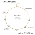 18k gold plated stainless steel necklace with a blue glass stone pendant and bead chain - Chain Only / Gold Lake Blue