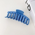 Solid blue resin hair claw clip in a curved design for elegant Korean style updos - Keel Style / 10.8cm / Blue
