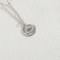 Silver Evil Eye necklace with central blue stone and white zircon micro-pave setting - Round Eye Platinum Plated (XL2372)