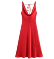 Detail of red satin dress showing luxurious fabric texture and delicate spaghetti straps - XS / Red