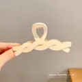 Creamy beige wavy hair claw clip, 11cm large matte shark clip for high ponytails - Diameter Approx 11cm / 8# Beige Twist Wave Shape