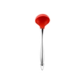 Red silicone soup ladle with ergonomic stainless steel handle and hanging loop - Soup Spoon / Red