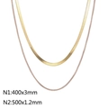 Double-layered gold titanium steel snake chain necklace set with two widths 3mm and 1.2mm - Gold & Rose Gold Two-tone (KN232349-Z)