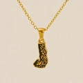 Golden bark textured letter J pendant necklace with black distressed finish detail - Gold Letter J