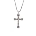 Minimalist silver stainless steel cross pendant necklace with box chain for men and women - Width 3mm Length 70cm