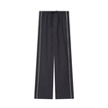 Women's dark gray oversized denim trousers with side stripes and drawstring waist - XS / Pants