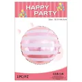 Palloncino a righe bianche e rosa per feste, dimensioni 52,5x44,5cm, 1 pezzo - Caramella a Strisce Rosa