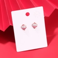 Christmas stocking earrings in gold finish with pink and white enamel and rhinestones - Snow Globe