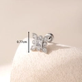 Orecchino a fiore in zircone vintage argento con chiusura a vite, misura 0,77 cm - Bianco (Pezzo Singolo)