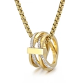 Hip-Hop-Halskette mit goldener Kette, Kristall-Pavé und mehrlagigem Anhänger-Design - Gold Mehrring Ineinandergreifender Stil (KN31244-KC)