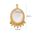 Macro shot of gold oval pendant with white shell inlay and twisted rope edges - Twisted Rope Border Mother Of Pearl Oval Style