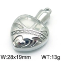 Silver vintage heart locket necklace pendant with embossed patterns, 28x19mm size - Steel Color (KLJ5872-Z)
