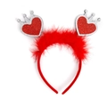 Red sequin heart headband with soft feathers for Valentine's Day party outfits - Style 20 Heart (Feather + Sequin Crown)