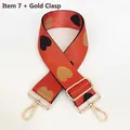 Detail of jacquard nylon bag strap with heart patterns and gold swivel metal hooks - No. 7 + Gold Hook (Dark Red with Black/Gold Heart)