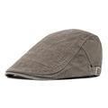 Gorra plana vintage marrón de algodón con costuras en zigzag y hebilla metálica - café