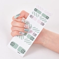 Self-adhesive nail stickers UNE031 featuring green and pink stripes, dots, and smiley faces - Green Pink Stripe Polka Dot Cartoon Smiley Style (UNE-31)
