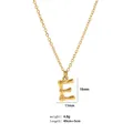 Collana in acciaio inossidabile placcata oro 18K con iniziale E e ciondolo a bambù - Lettera E (YYN023290-E)