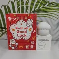 White mushroom silicone night light with festive red gift bag and original packaging box - Night Light + Good Luck Gift Bag / Yellow