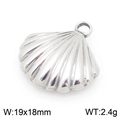 Ocean series shell shaped stainless steel pendant for DIY jewelry, 19x18mm size - Silver Scallop (KLJ9916-Z)