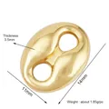 Polished golden piggy nose jewelry connector with double holes for DIY bracelets - Pig Nose Link / Gold