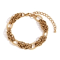 Massives 14K vergoldetes Edelstahl-Knotenkettenarmband mit verstellbarem Verschluss - Gold