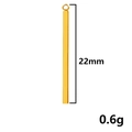 Detail showing a 22mm rectangular 304 stainless steel bar pendant weighing 0.6g - 22mm / Gold