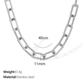Silver chunky stainless steel necklace 40cm length and 11mm width for hip hop style - XL318 Necklace (40cm x 11mm) / Silver